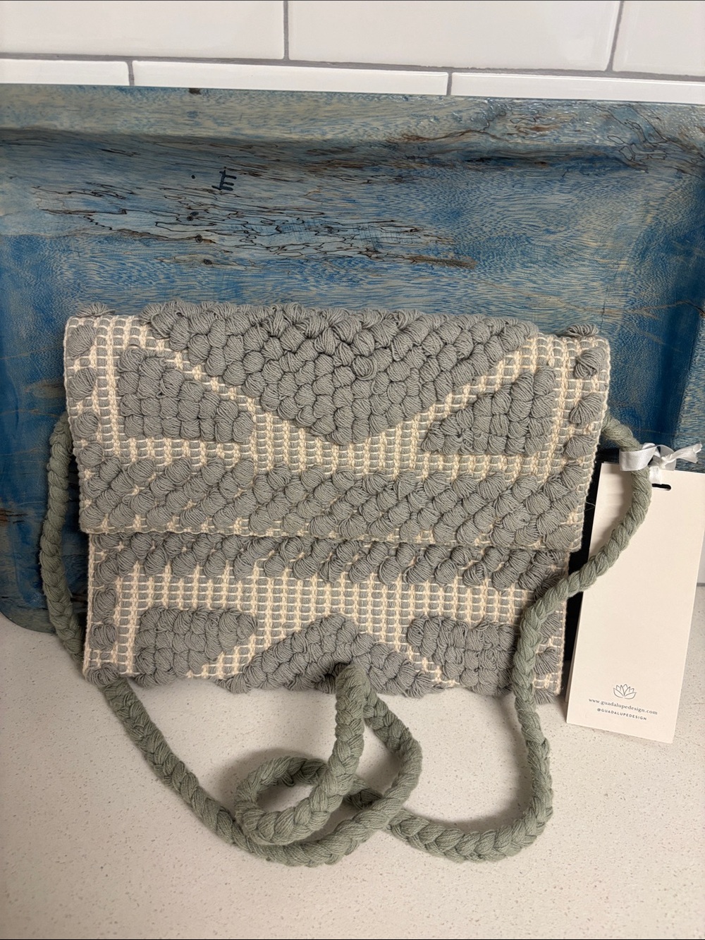 Guadelupe Designs Handwoven Gray & Cream Textured Crossbody Bag